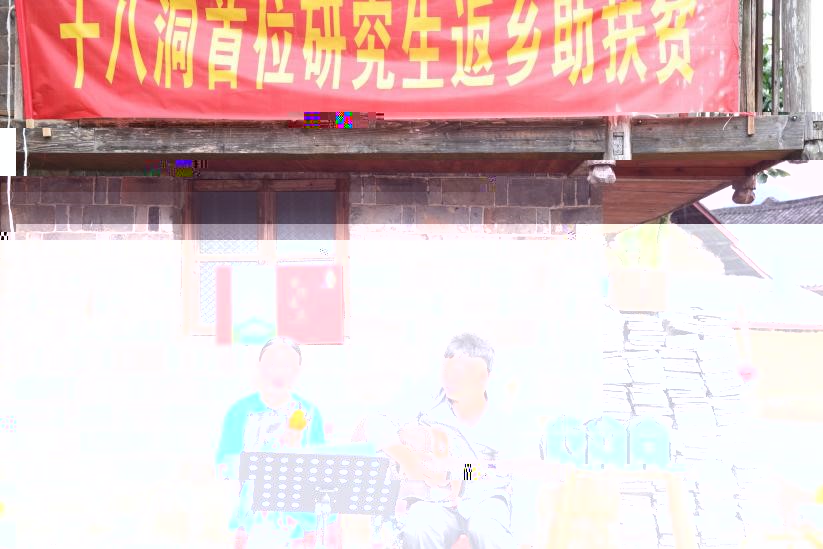 (圖為 研究生施志春和當地阿妹彈唱現場)
